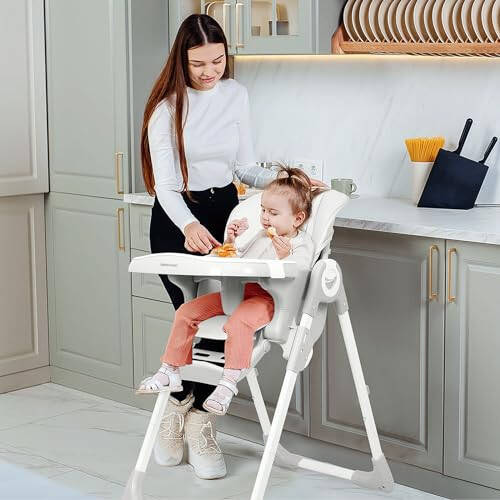 Babimoni 4 in 1 Baby High Chair, High Chairs for Babies and Toddlers, Portable Feeding and Eating Seat, Foldable Highchair with 4 Levels of Recline and 7 Levels of Height Adjustment (Gray) - 34