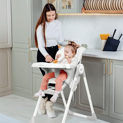 Babimoni 4 in 1 Baby High Chair, High Chairs for Babies and Toddlers, Portable Feeding and Eating Seat, Foldable Highchair with 4 Levels of Recline and 7 Levels of Height Adjustment (Gray) - 28