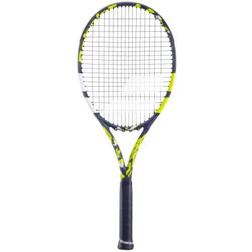 Babolat Boost Aero Tennis Raketi (Sariq) O'rta Kuchlanishda Oq Babolat Syn Gut Simlari bilan Tortilgan - 1