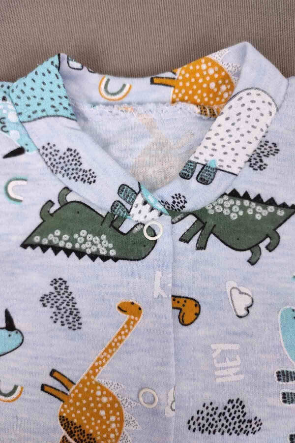 Baby 5 Buy 4 Pay Newborn Boy Baby Cotton Slim Fit Roar Dino Zippered Jumpsuit 14771 - 5