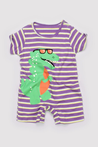 Baby 5 Buy 4 Pay Newborn Kids Cotton 100% Cotton Striped Dino Printed Bottom Snap Romper 11005 - 1