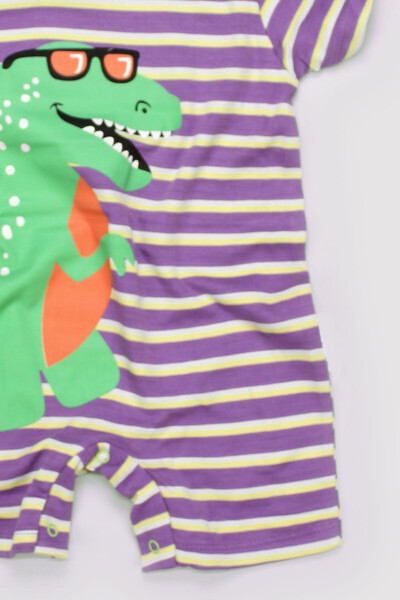 Baby 5 Buy 4 Pay Newborn Kids Cotton 100% Cotton Striped Dino Printed Bottom Snap Romper 11005 - 4