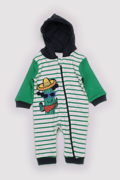 Baby 5 Buy 4 Pay Newborn Seasonal Hooded Zippered Cotton Turtleneck Cactus Printed Jumpsuit 13688 - 1