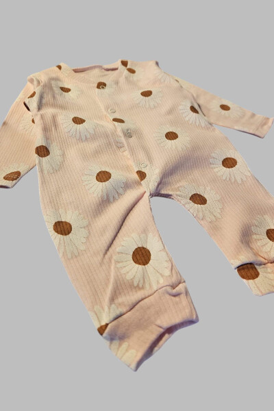 Baby 5 Get 4 Pay Newborn Child Girl Footless Soft Cotton Slim Fit Daisy Zippered Romper 14635 - 1