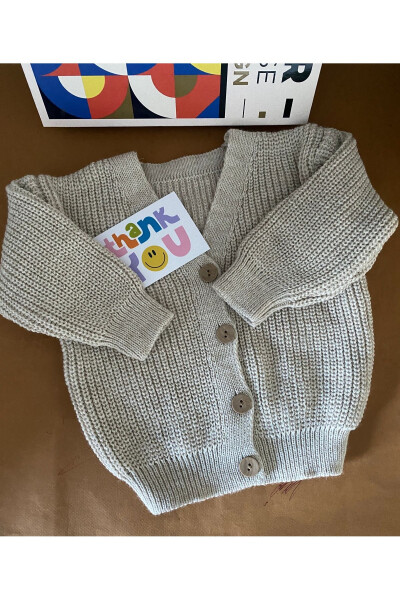 Baby and Child Selanik Knit Cardigan - Stone Color - 3