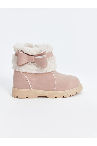 Baby boots with a light salmon bow - 5