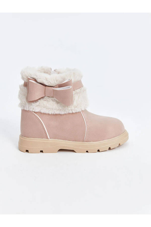 Baby boots with a light salmon bow - 5