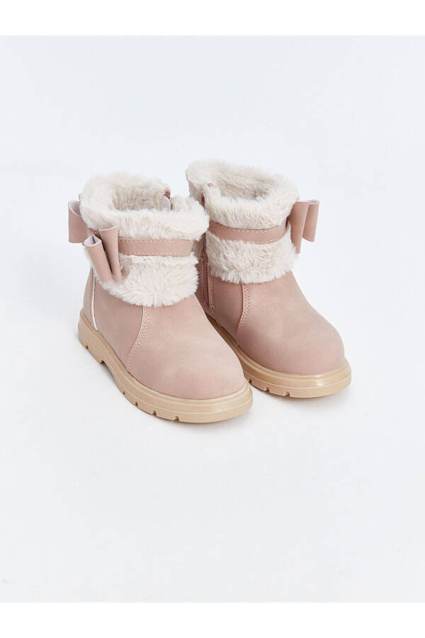 Baby boots with a light salmon bow - 1