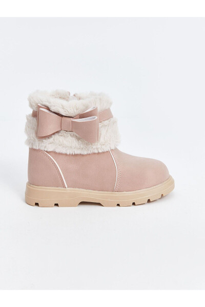 Baby boots with a light salmon bow - 2