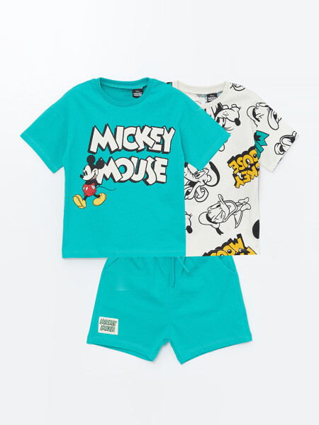 Baby Boy 3-Piece Set with Mickey Mouse Print and Polo Collar - 1