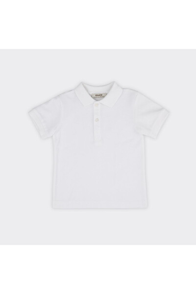 Baby Boy Basic White Piqué T-Shirt - 4