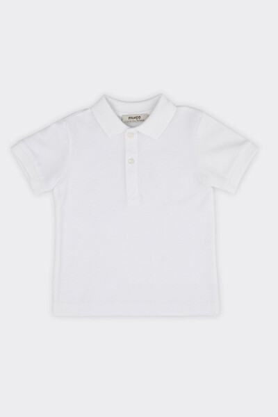 Baby Boy Basic White Piqué T-Shirt - 1