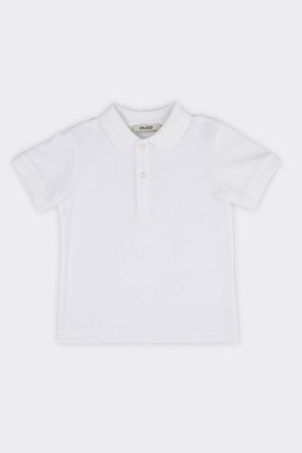 Baby Boy Basic White Piqué T-Shirt - 1