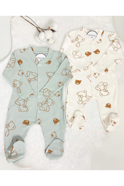 Baby Boy Bear Print 2 Piece Jumpsuit Set Newborn Outfit - 1