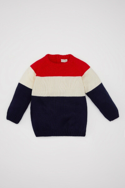 Baby Boy Bike Neck Color Block Sweater A3850A524WN - 1