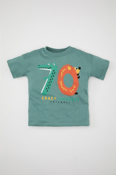 Baby Boy Bike Neck Printed Short Sleeve T-Shirt C4001A524SM - 1