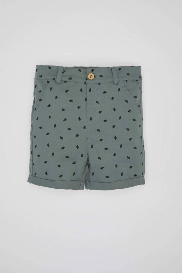 Baby Boy Cactus Pattern Gabardine Shorts Light Khaki - 1