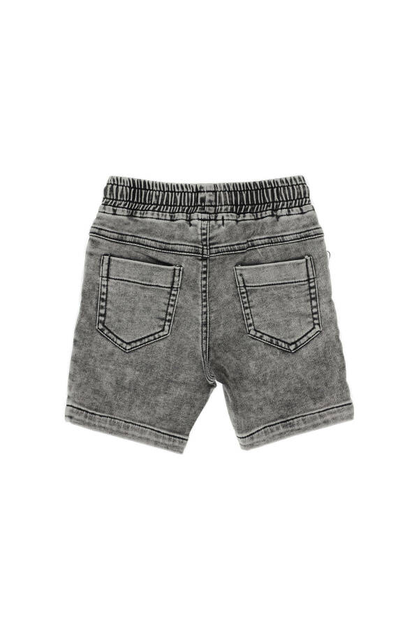 Baby Boy Elastic Waist Black Denim Shorts - 5