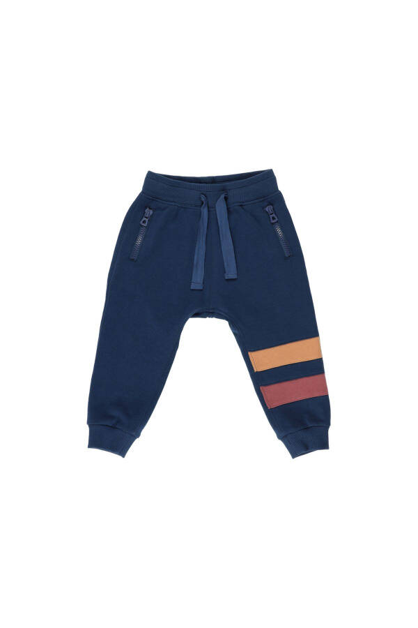 Baby Boy Elastic Waistband Navy Sweatpants - 4