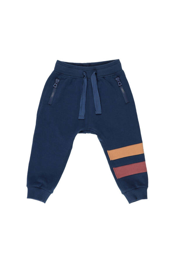 Baby Boy Elastic Waistband Navy Sweatpants - 1