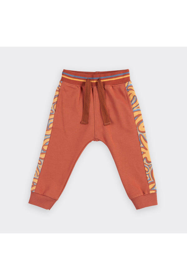 Baby Boy Elastic Waistband Terracotta Sweatpants - 5