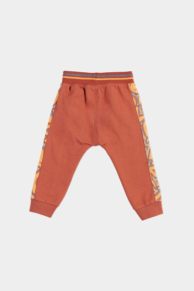 Baby Boy Elastic Waistband Terracotta Sweatpants - 2