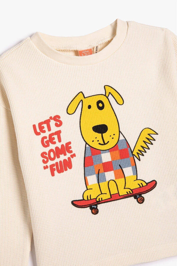 Baby Boy Long Sleeve Crew Neck Dog Print Cotton T-Shirt 4WMB10161TK - 3