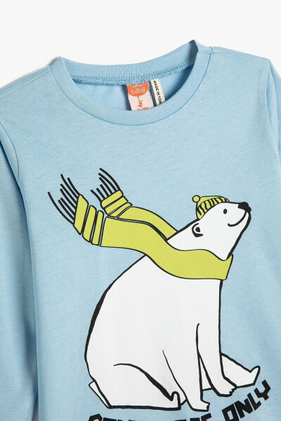 Baby Boy Long Sleeve Crew Neck Polar Bear Printed T-Shirt 4WMB10075TK - 3