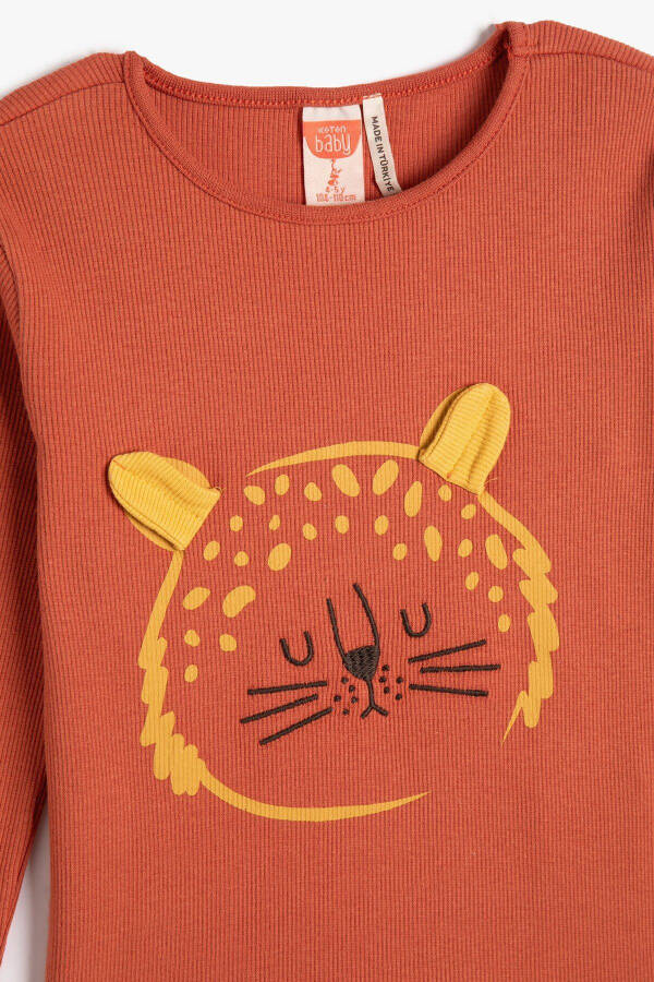 Baby Boy Long Sleeve Henley Kashemir Tiger Print T-Shirt 4WMB10207TK - 3