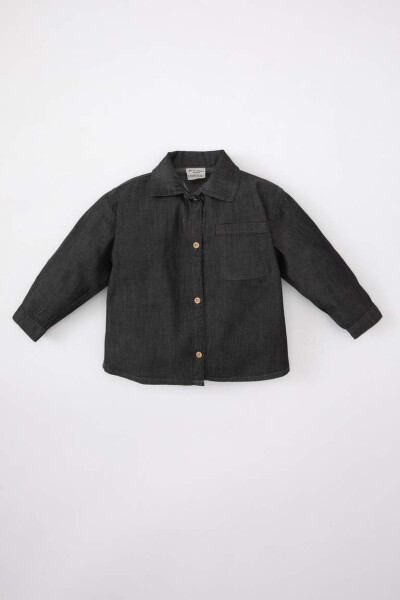 Baby Boy Long Sleeve Jean Shirt Anthracite - 5