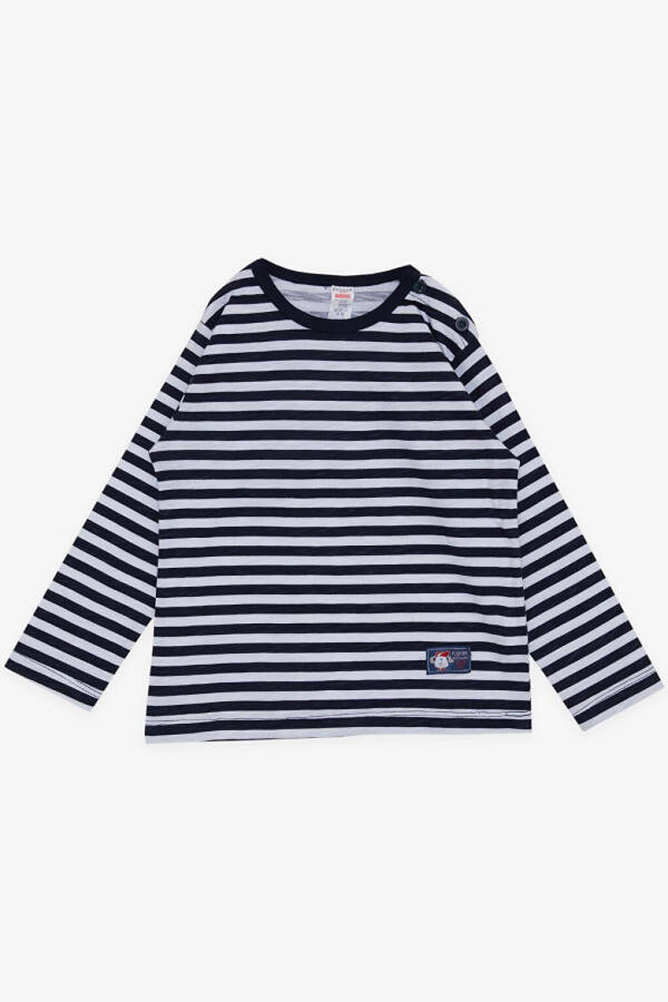 Baby Boy Long Sleeve T-Shirt with Dog in Hat Print Navy Blue (9 Months-1.5 Years) - 1