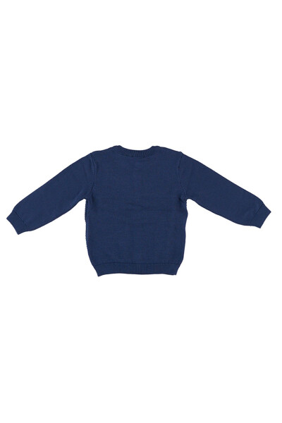 Baby Boy Navy Blue Knit Cardigan - 2