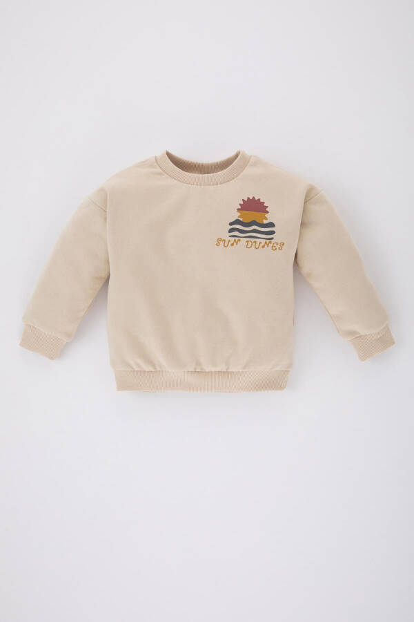 Baby Boy Printed Crewneck Soft Fleece Sweatshirt - 1