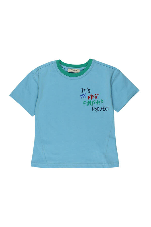 Baby Boy Printed Short Sleeve Blue T-Shirt - 1