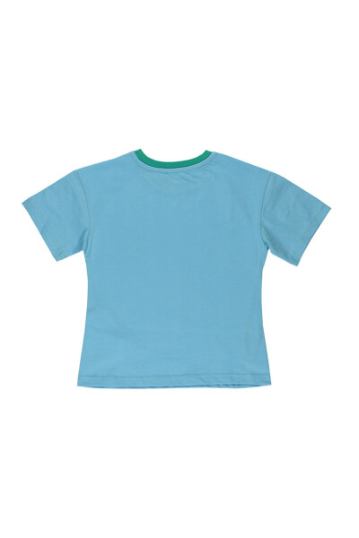 Baby Boy Printed Short Sleeve Blue T-Shirt - 2