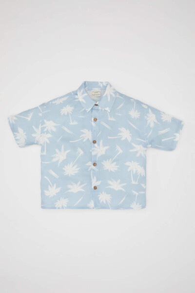 Baby Boy Short Sleeve Printed Shirt Light Blue - 1