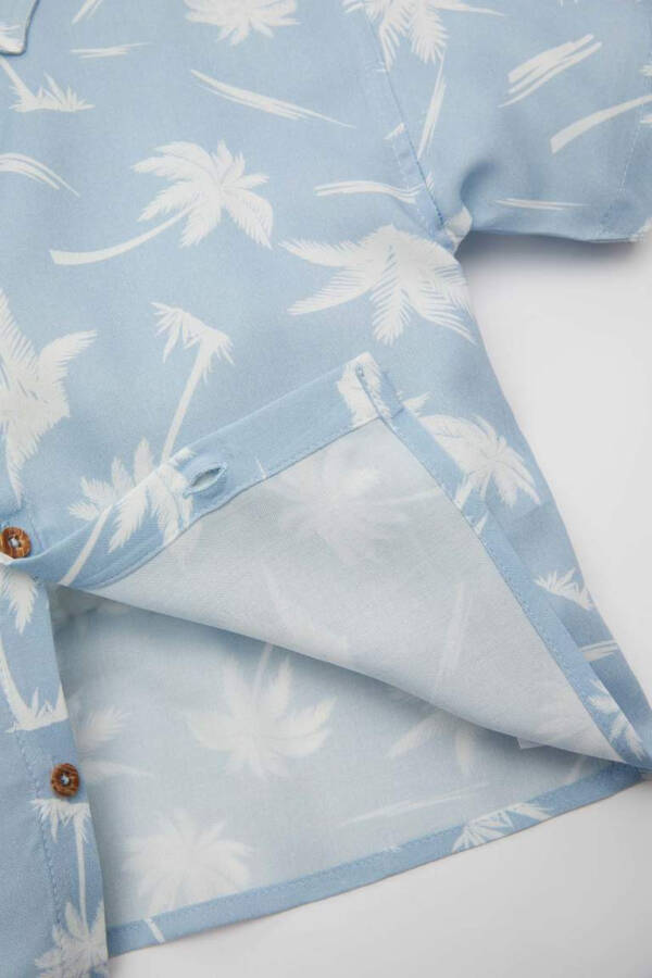 Baby Boy Short Sleeve Printed Shirt Light Blue - 4