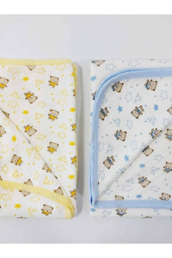 Baby Boy Single Layer Hooded Swaddled 100% Cotton 2 Pack Blanket 80x90 Cm - 4