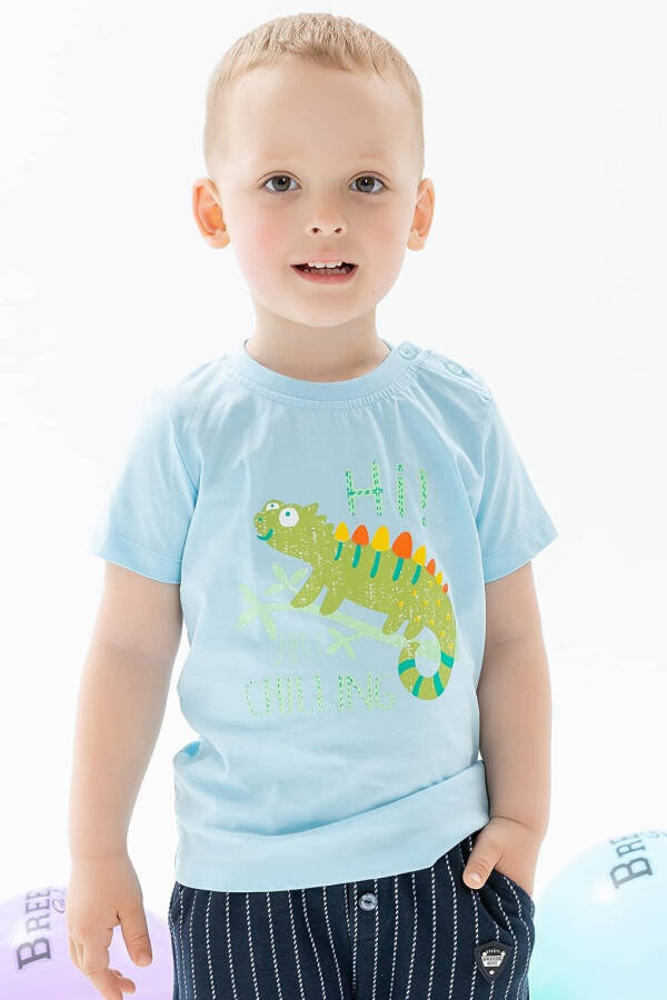 Baby Boy T-Shirt Chameleon Print Light Blue (9 Months-2 Years) - 5