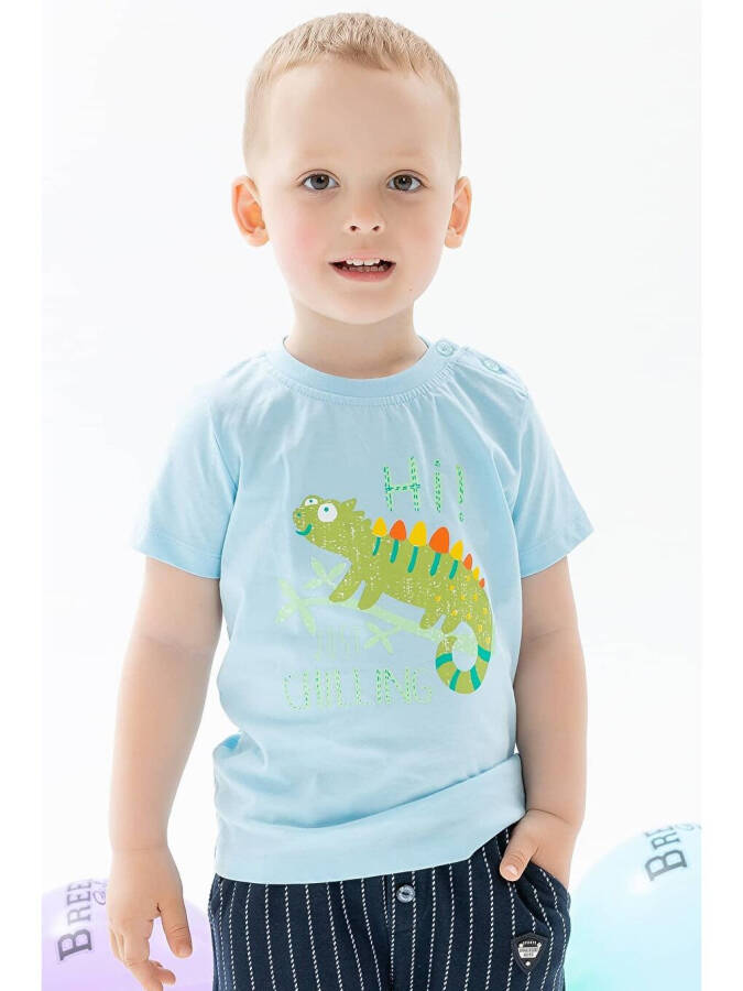 Baby Boy T-Shirt Chameleon Print Light Blue (9 Months-2 Years) - 1