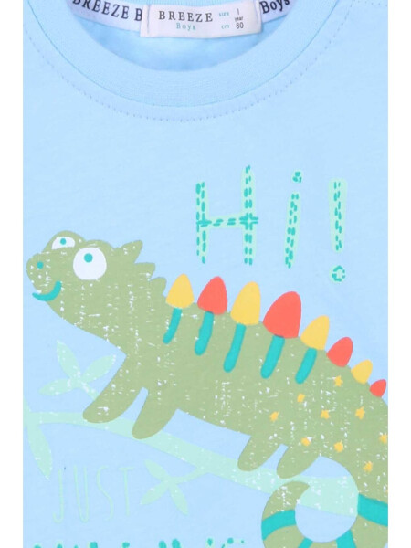 Baby Boy T-Shirt Chameleon Print Light Blue (9 Months-2 Years) - 4