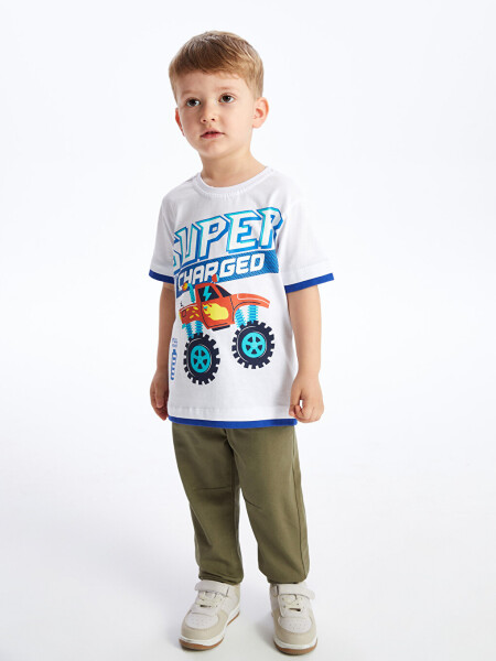 Baby Boy T-Shirt with Bicycle Print and Crew Neck - 2