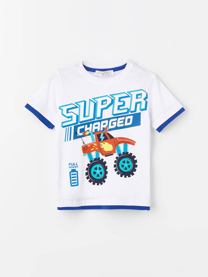 Baby Boy T-Shirt with Bicycle Print and Crew Neck - 3