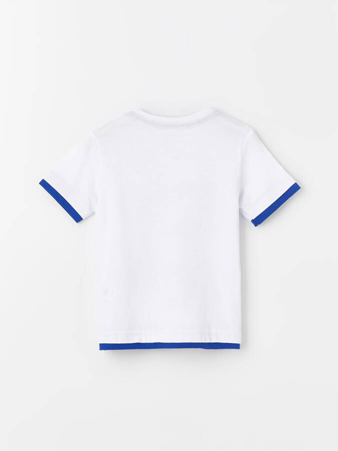 Baby Boy T-Shirt with Bicycle Print and Crew Neck - 4