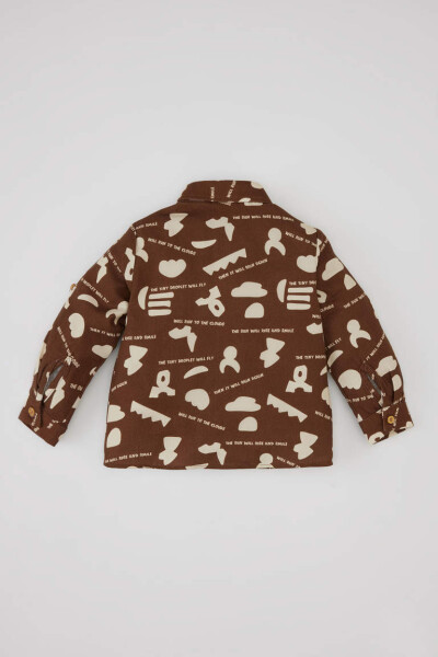 Baby Boy Twill Long Sleeve Patterned Shirt Coffee - 4