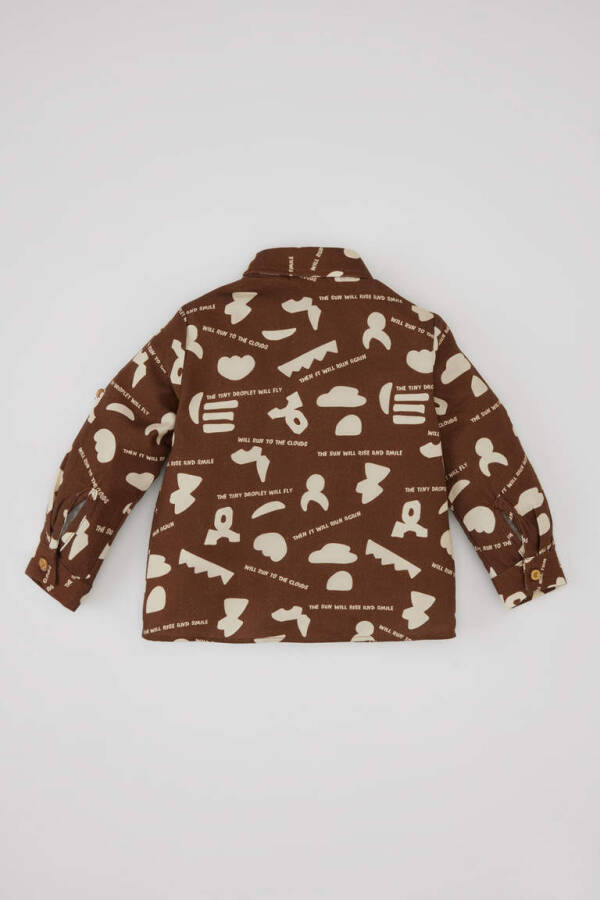 Baby Boy Twill Long Sleeve Patterned Shirt Coffee - 4