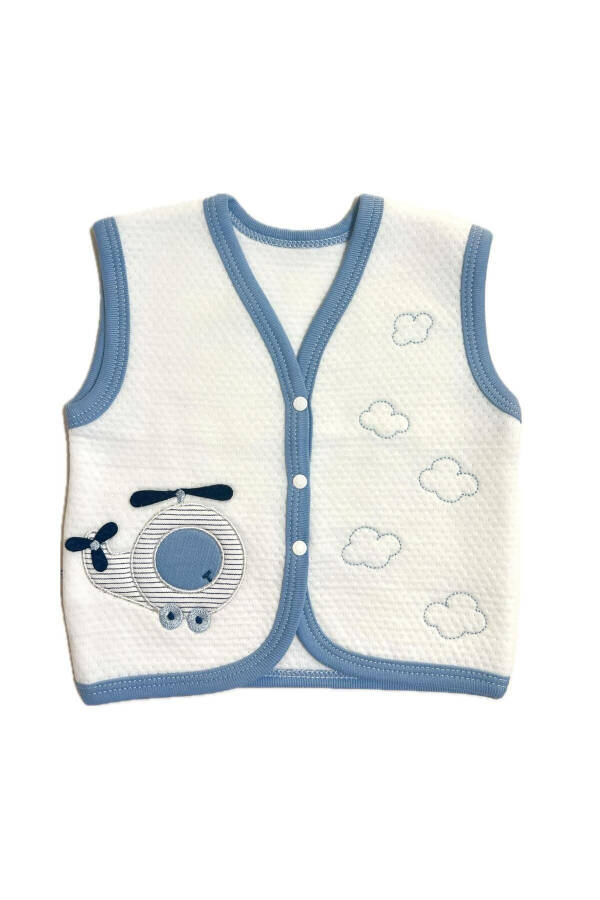 Baby Boy Vest with Blue White Helicopter Embroidery - 1