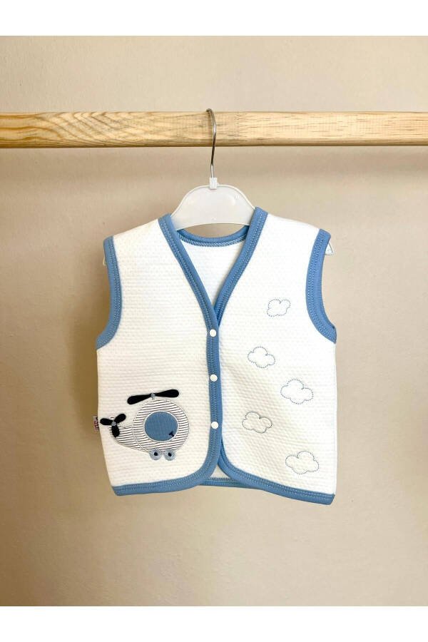 Baby Boy Vest with Blue White Helicopter Embroidery - 2