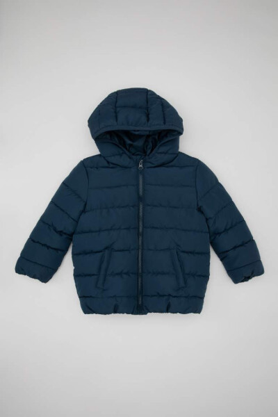 Baby Boy Water-Repellent Hooded Fleece Lined Jacket Indigo - 11