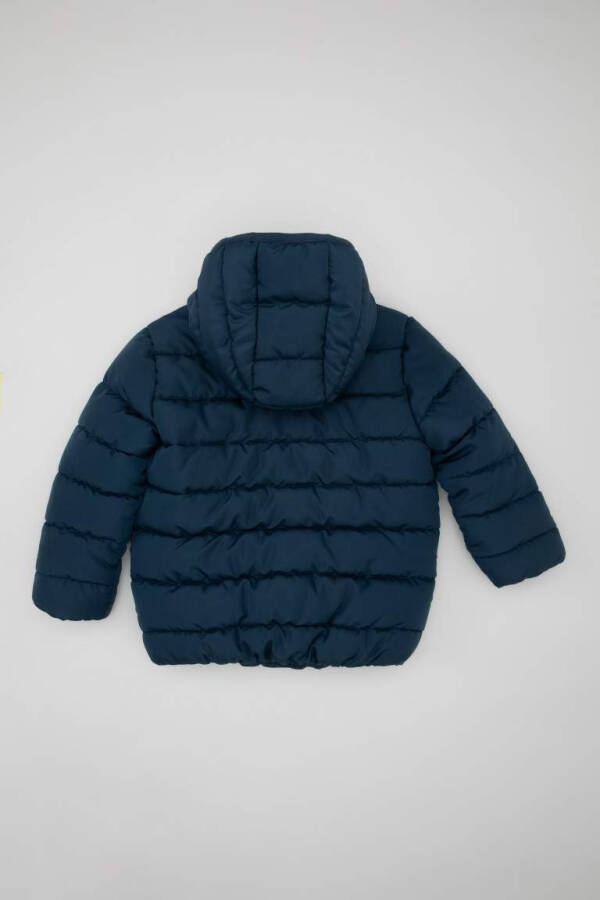 Baby Boy Water-Repellent Hooded Fleece Lined Jacket Indigo - 15